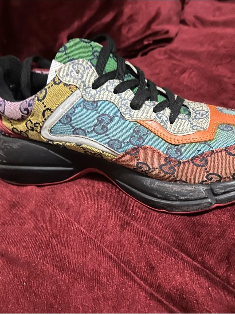 Gucci Kids GG Canvas Sneakers in Orange, Green, Blue and Black
